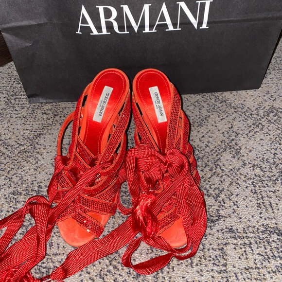 red Armani crystal sandals - Picture 7 of 8